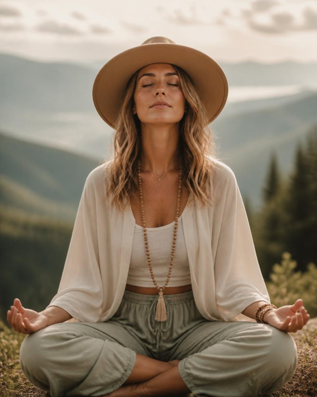 Melisa Monreal meditando al aire libre